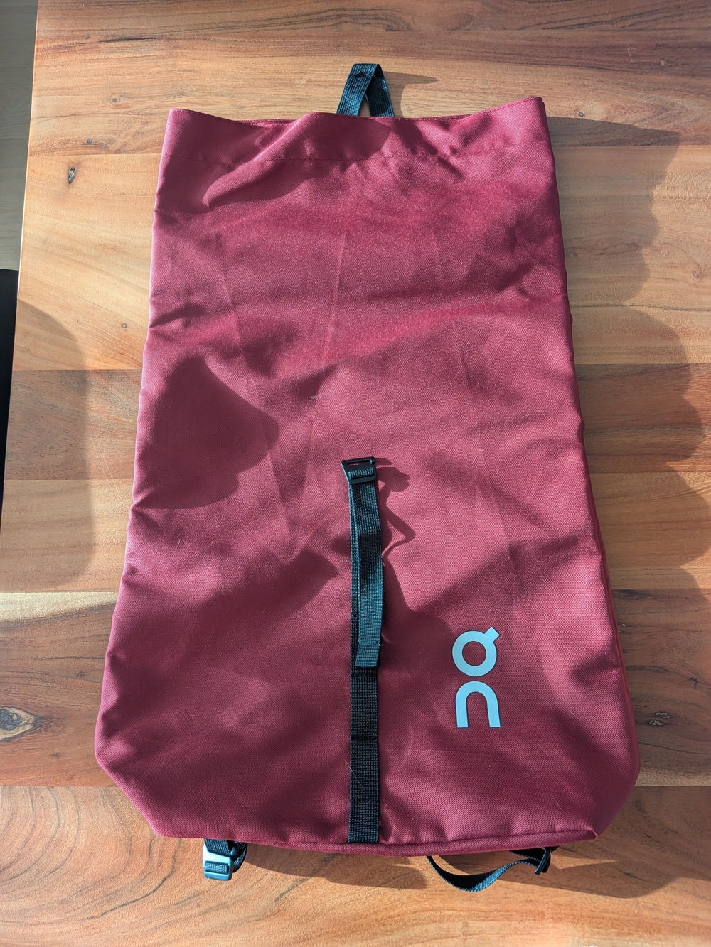 On Running Burgundy Roll-Top Backpack with Black Straps